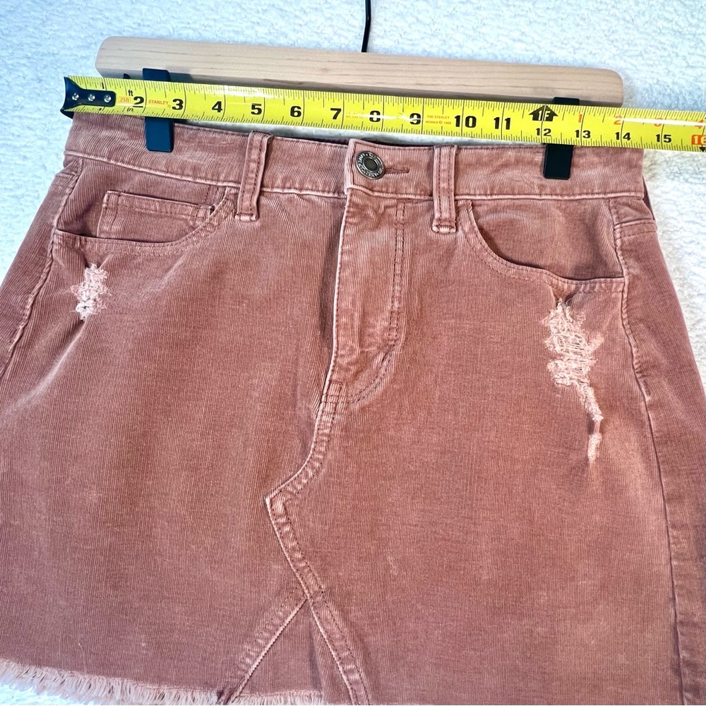 American Eagle Vintage Mini skirt corduroy distressed raw hem pink brown tones 4 - Picture 4 of 8